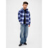HOODED FLANNEL SHIRT BLUE PLAID