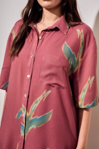 Vestido Camisero Con Lino Print