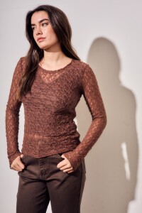 Remera Encaje Chocolate