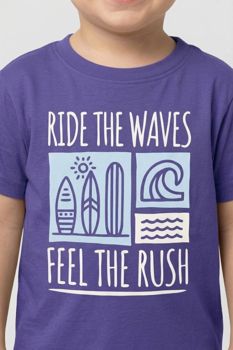 Remera m/c estampada Ride the Waves AZUL MARINO