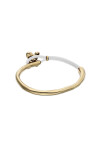 PULSERA DE CUERO CREMA SEMIRÍGIDA BAÑADA EN ORO 18K CON MARIPOSA Pulsera