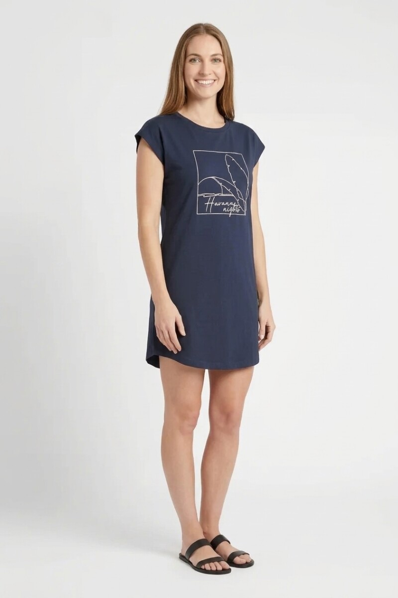 Vestido remeron estampado AZUL MARINO