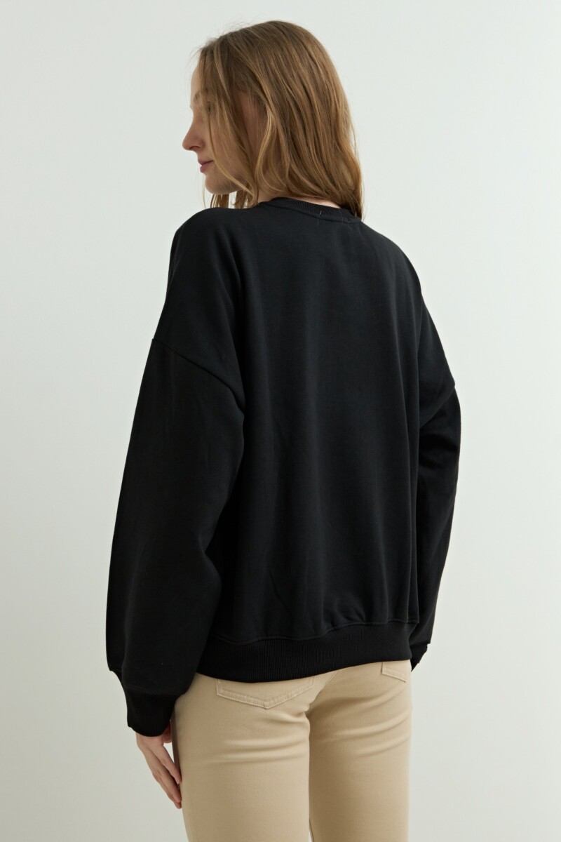 Sweatshirt efecto lavado Good Mood NEGRO
