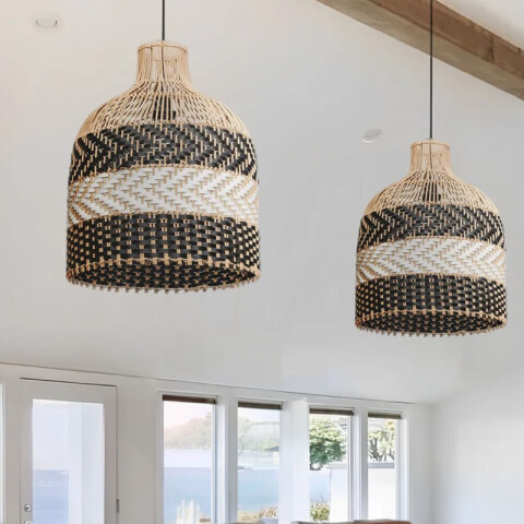Lámpara colgante cilíndrica beige negro E27 Ø300mm IX9542