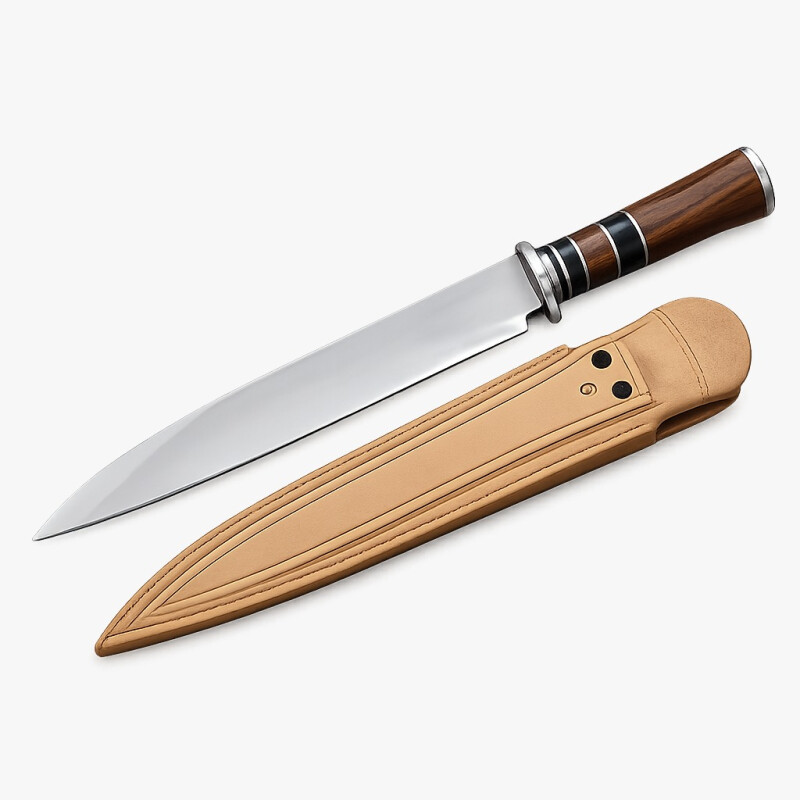 Cuchillo Artesanal Acero de Carbono Mango Madera y Hueso o Guampa y Vaina de Cuero N°9 Cuchillo Artesanal Acero de Carbono Mango Madera y Hueso o Guampa y Vaina de Cuero N°9