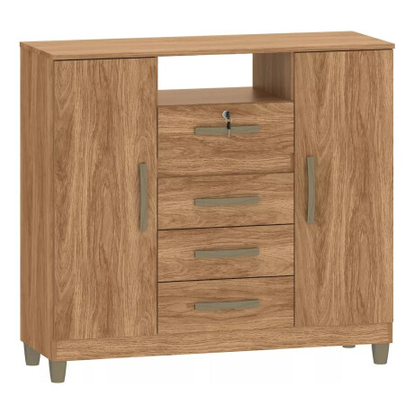 CÓMODA CAJONERA GUARDARROPA 4 CAJONES 2 PUERTAS CON LLAVE COLOR MADERA