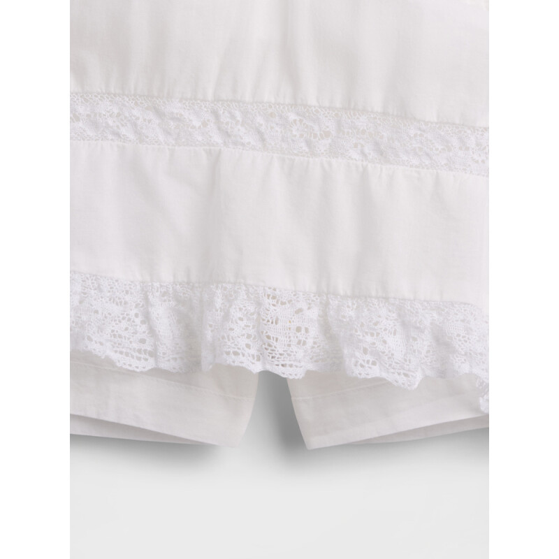 PINTUCK LACE TRIM MINI SKORT FRESH WHITE