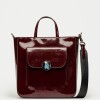 Shopper The Circle en cuero charol Burgundy Niquel