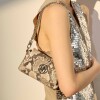 Mini bag Bloom en cuero snake print Taupe