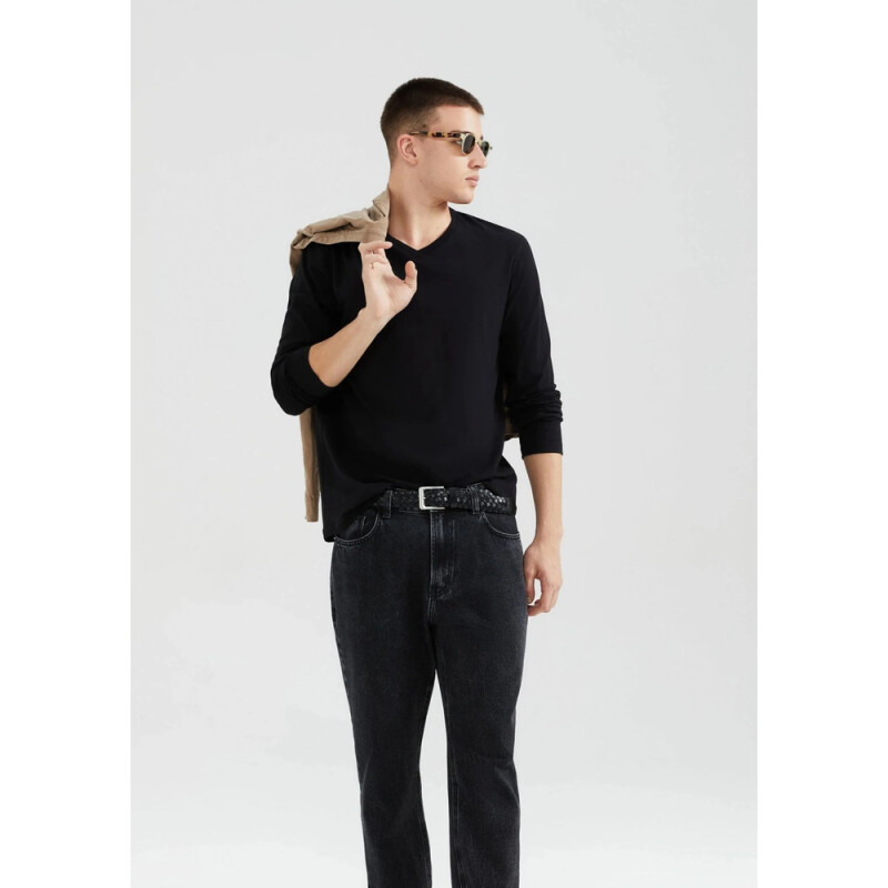 CAMISETA ML MASC PRETO ESCURO