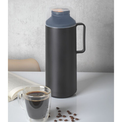 Termo ppl negro 1 lt. con ampolla de vidrio EXATA -TRAMONTINA TF1495