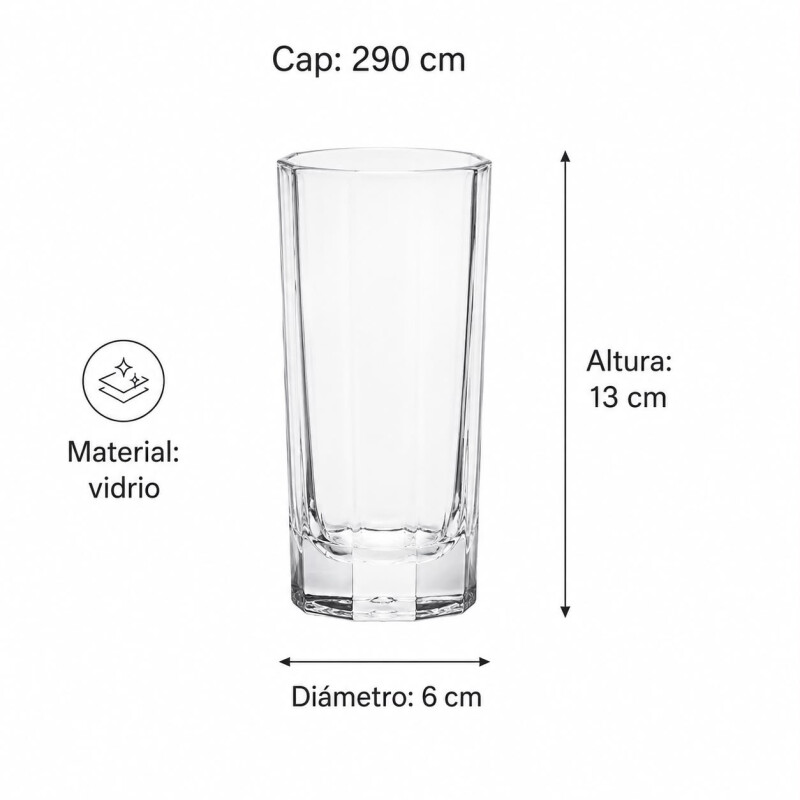 Vaso de Vidrio de Refresco 290ml Tango - 6 unidades Vaso de Vidrio de Refresco 290ml Tango - 6 unidades
