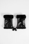 Mitones de PU con pelo negro