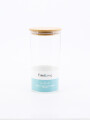FRASCO VIDRIO TAPA BAMBOO TRANSPARENTE
