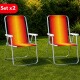 Set X 2 Sillas Altas Aluminio Clásica A Rayas NARANJA