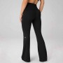 Leggings Flare Cloud Jersey Foldover Mujer Black