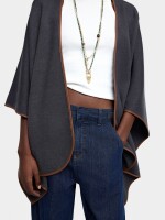 Poncho De Punto Con Detalle De Costura gris