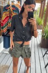 Rosette Leather Short Verde
