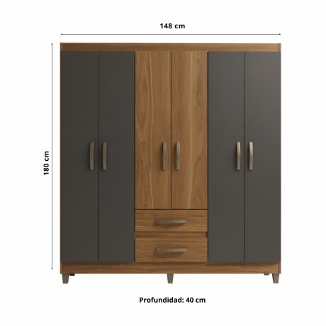 ROPERO 6 PUERTAS 2 CAJONES GUARDARROPA ARMARIO CLÓSET PLACARD MARRÓN-GRIS
