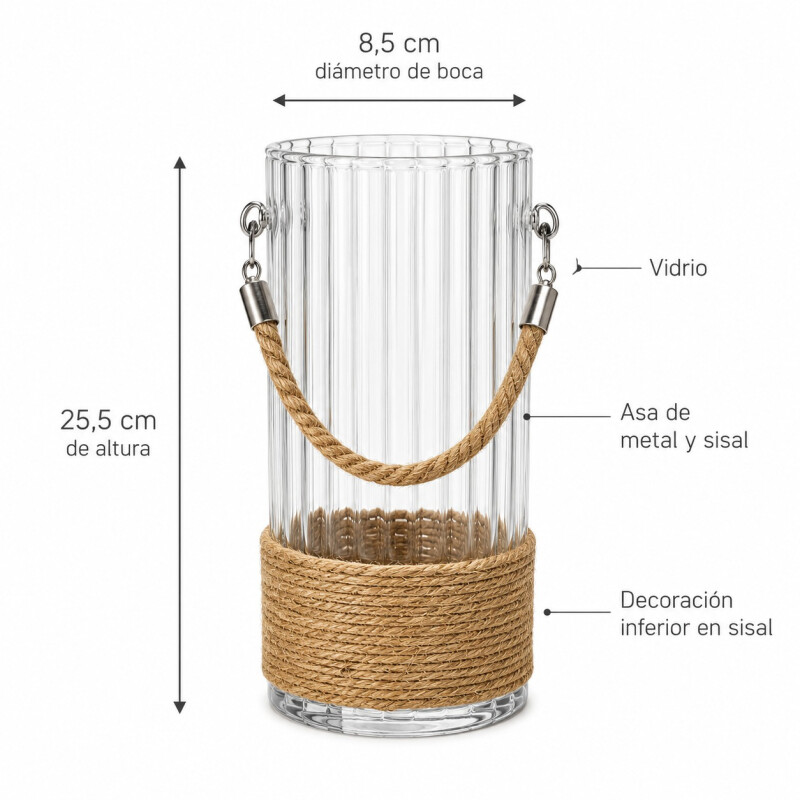 Fanal de Vidrio y Sisal Grande Fanal de Vidrio y Sisal Grande