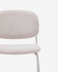 Silla apilable Meli de chenilla chenilla beige y patas de metal beige