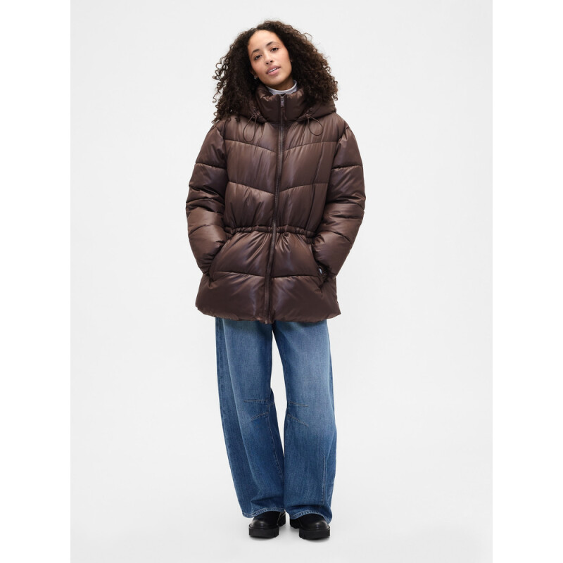 V-ULTIMATE WAISTED PUFFER DARK BROWN 1