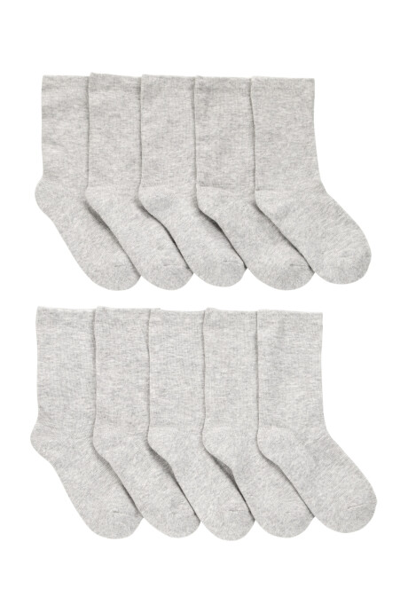 Pack diez pares de medias de algodón, grises. Talles 4/7-8/14 Sin color