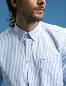 012608 CAMISA HARRINGTON LABEL Blanco/celeste