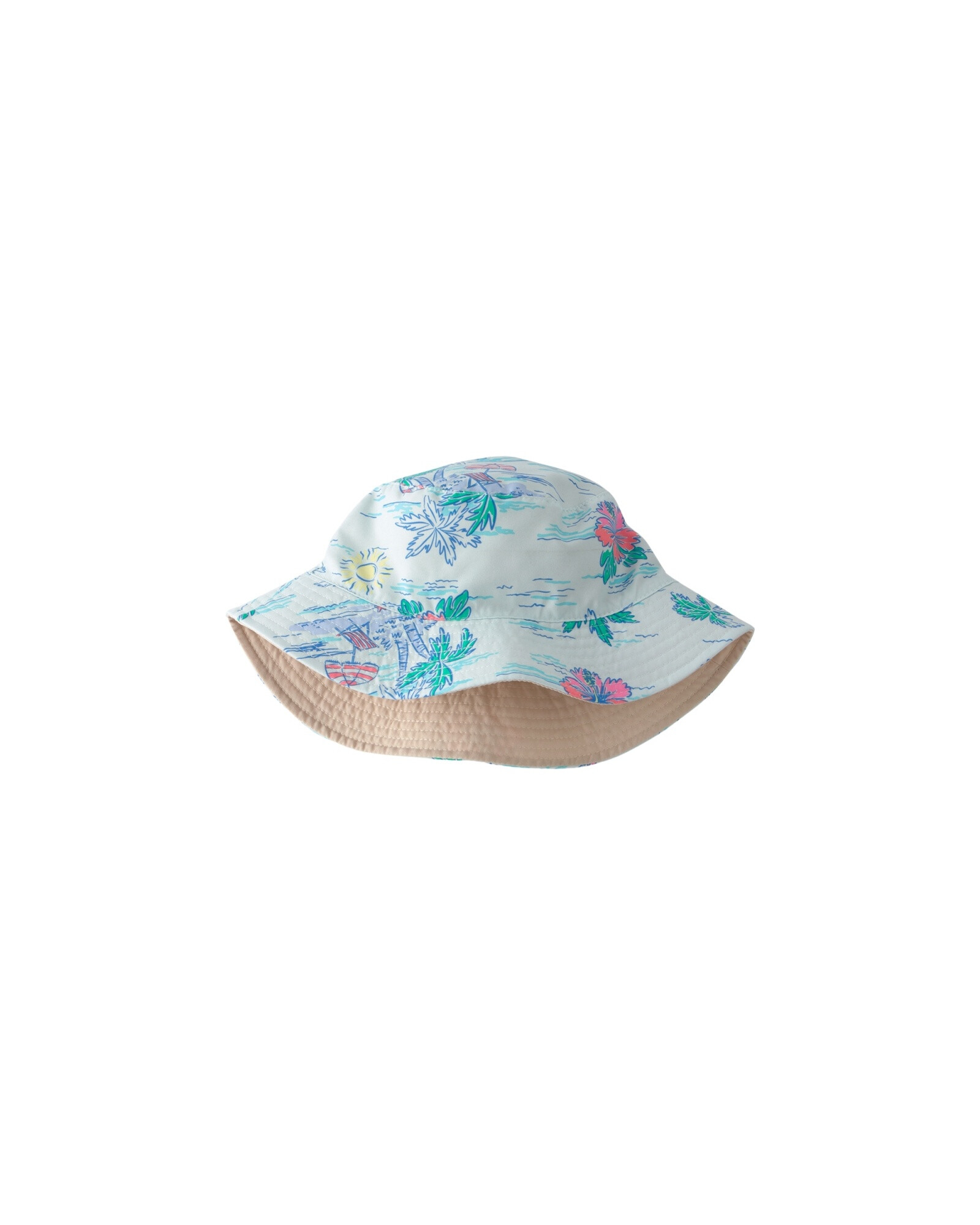 Gorro reversible, diseño tropical y beige Sin color