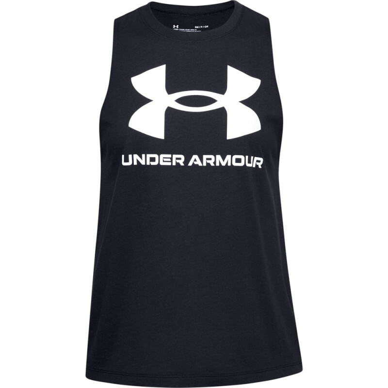 UA W LIVE SPORTSTYLE TANK-WHT BLK-001