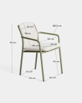 Silla apilable de exterior Linosa de aluminio verde con cojín beige Silla apilable de exterior Linosa de aluminio verde con cojín beige