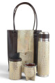 Set de matera para dama en cuero legítimo Beige con dorado