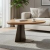Mesita De Centro de 3 lados tapa madera clara base en hierro color chocolate suave Mesita De Centro de 3 lados tapa madera clara base en hierro color chocolate suave