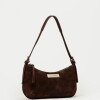 Cartera al hombro Mia en cuero gamuza Marron