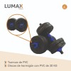 Set 2 Mancuernas Lumax Barra 2 En 1 30 Kg Para Entrenamiento En Casa Ajustable Azul