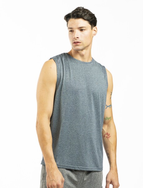 Musculosa Deportiva Overlock Marino Melange