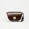 Bandolera The Circle en cuero croco Chocolate Niquel