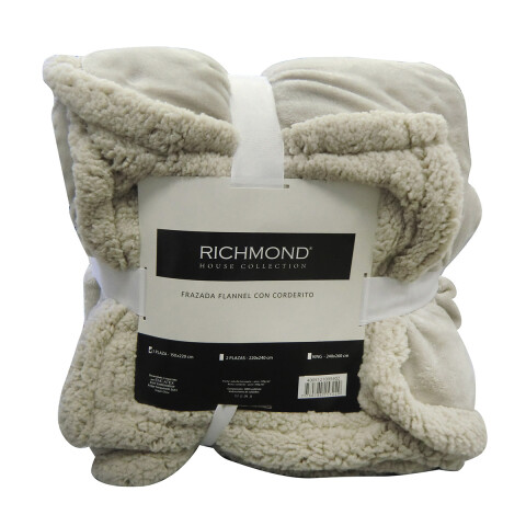 Frazada Flannel con Corderito 2 Plazas Richmond 220 x 240 cm BEIGE