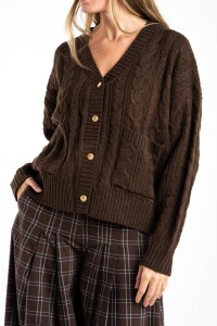 Cardigan Texturado Lana Chocolate