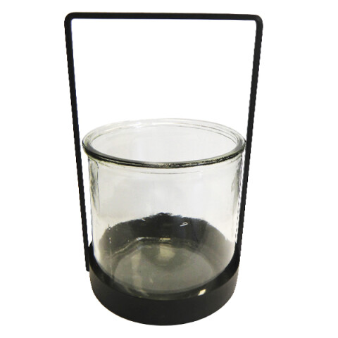 Candelabro de Vidrio y Hierro 15 x 26 cm U