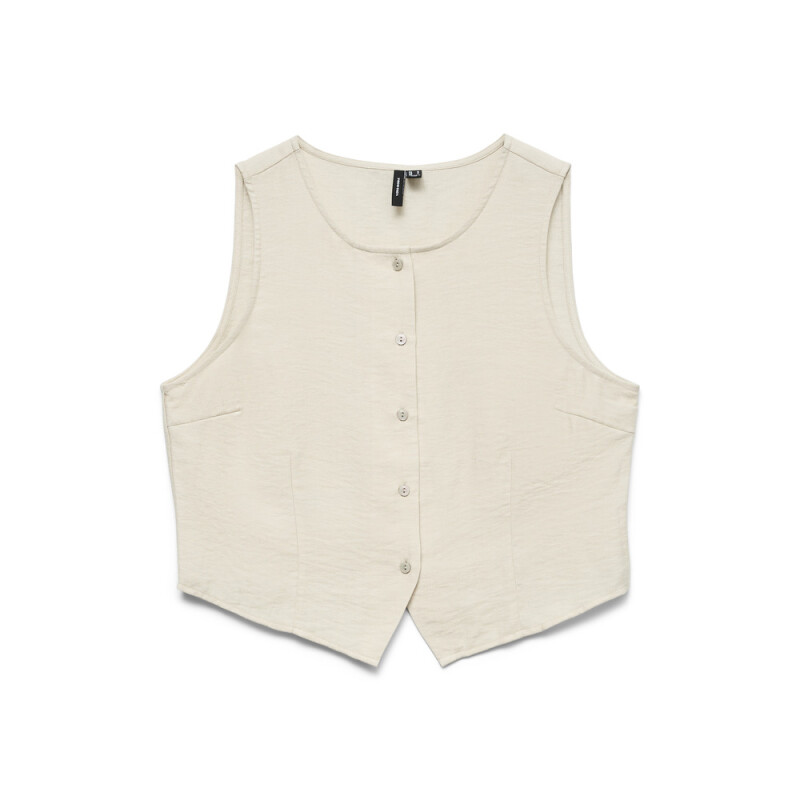 VMATHENA S/L O-NECK WAISTCOAT WVN OATMEAL