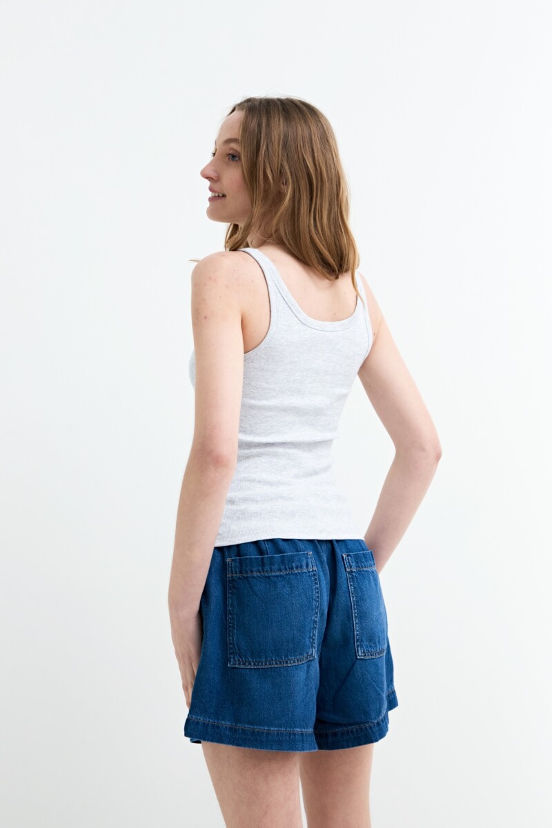 Musculosa en rib tirante finos GRIS MELANGE