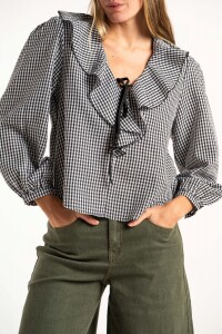 Blusa Gingham Negro