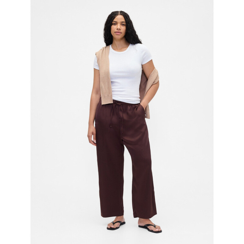 V-SATIN STRAIGHT PO SIDE STRIPE DARK BROWN 1