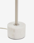 Lámpara de mesa Lynor de metal cepillado con base de mármol blanco Lámpara de mesa Lynor de metal cepillado con base de mármol blanco