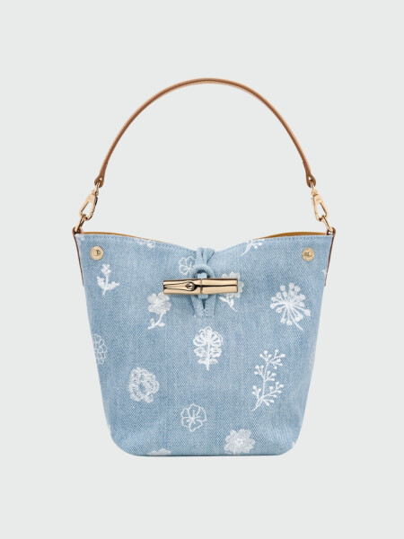 Longchamp - Bolso de hombro, Le Roseau Denim Gris Oscuro