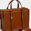 Cartera de mano Louise en efecto cuero liso Tabaco
