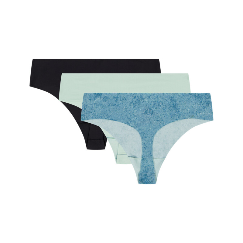 UA PURE STRETCH NO SHOW THONG-PRINT 3PK-BLU BLU-466