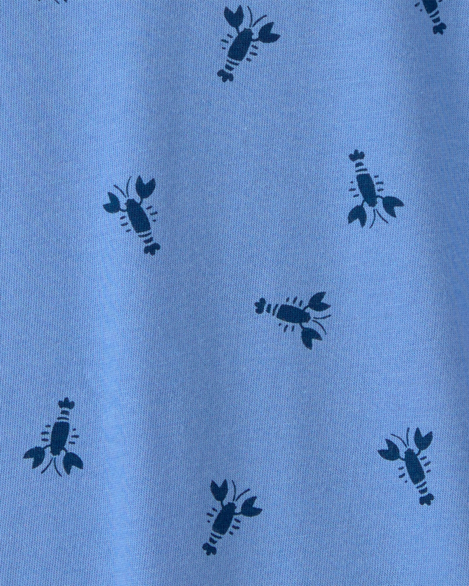 Remera de algodón, azul, diseño langostas Sin color
