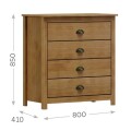 COMODA TOPAZIO 4 CAJONES MADERA MACIZA - FREIJO COMODA TOPAZIO 4 CAJONES MADERA MACIZA - FREIJO